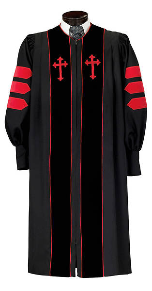 Pulpit Robe with Pleated Velvet Front