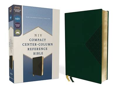 Picture of Niv, Compact Center-Column Reference Bible, Leathersoft, Green, Red Letter, Comfort Print