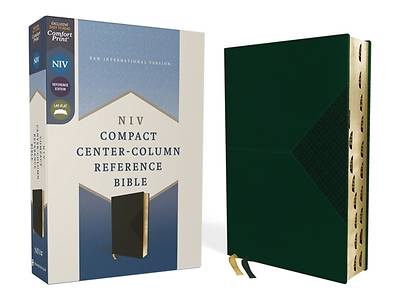 Picture of Niv, Compact Center-Column Reference Bible, Leathersoft, Green, Red Letter, Thumb Indexed. Comfort Print