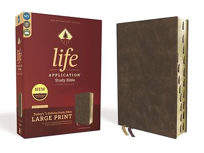 Picture of NIV Life Application Study Bible, Third Edition, Large Print, Bonded Leather, Brown, Indexed, Red Letter Edition