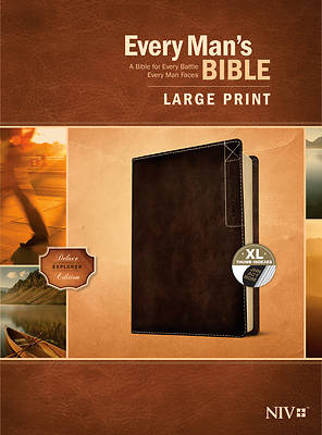 Picture of Every Man's Bible Niv, Large Print, Deluxe Explorer Edition (Leatherlike, Rustic Brown, Indexed)