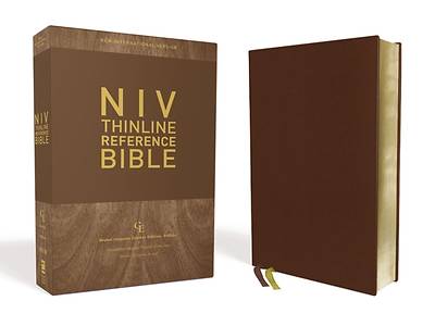 Picture of Niv, Thinline Reference Bible, Genuine Leather, Buffalo, Brown, Red Letter Edition, Comfort Print