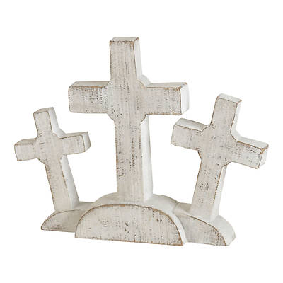Picture of Tabletop Whitewashed Calvary Cross Figurine