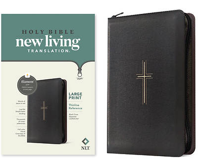 Picture of NLT Large Print Thinline Reference Zipper Bible, Filament Enabled (Leatherlike, Black Cross, Red Letter)