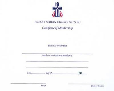 Picture of Presbyterian Church Membership Certificate