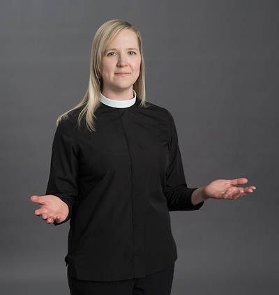 Picture of Reliant Long Sleeve Clergy Blouse with Neckband Collar