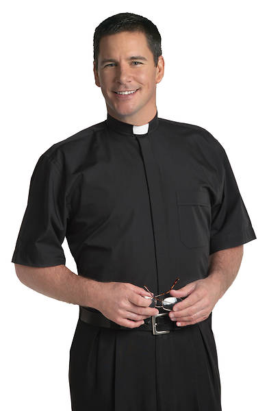 Picture of Murphy Men's Short Sleeve Tab Collar Clergy Shirt - Black - 15 1/2"