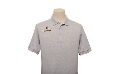 Picture of UMC Pastor Cross and Flame Polo With Pocket Ash