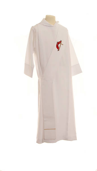 Picture of United Methodist Cross and Flame Deacon Stole White - 54"
