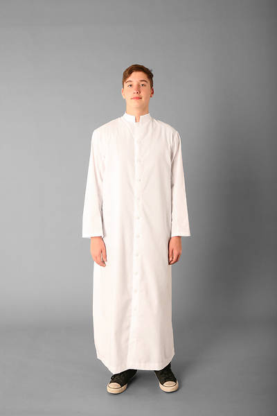 Picture of Abbey Brand Style 215 Button Front Acolyte Cassock White - 15