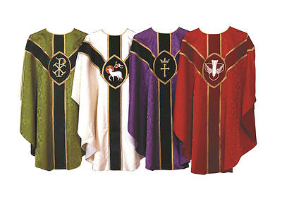 Picture of Abbott Hall Tudor Rose Bemberg Chasuble with Symbols