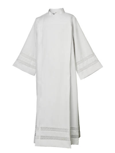 Picture of Abbey Brand Style 435/I Herringbone Weave Front Wrap Alb with Lace Inserts