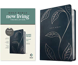 NLT Personal Size Giant Print Bible, Filament Enabled (Leatherlike, Navy Vines, Red Letter)