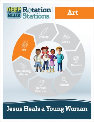Picture of Deep Blue Rotation Stations Jesus Heals a Young Woman