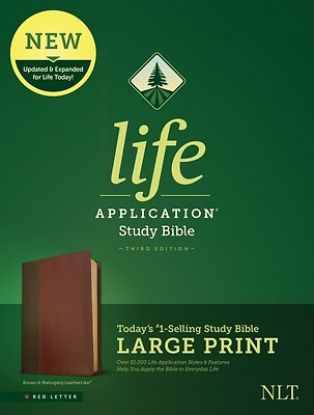 Picture of NLT Life Application Study Bible, Third Edition, Large Print (Red Letter, Leatherlike, Brown/Tan)