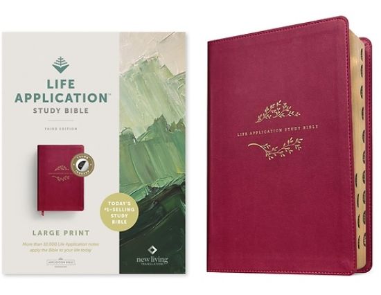 Picture of NLT Life Application Study Bible, Third Edition, Large Print (Red Letter, Leatherlike, Berry, Indexed)
