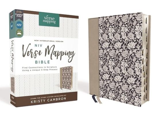 Picture of Niv, Verse Mapping Bible, Leathersoft, Navy Floral, Thumb Indexed, Comfort Print