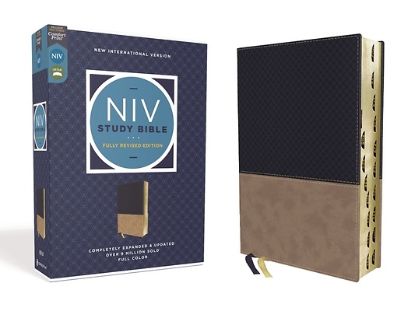 Picture of NIV Study Bible, Fully Revised Edition, Leathersoft, Navy/Tan, Red Letter, Thumb Indexed, Comfort Print