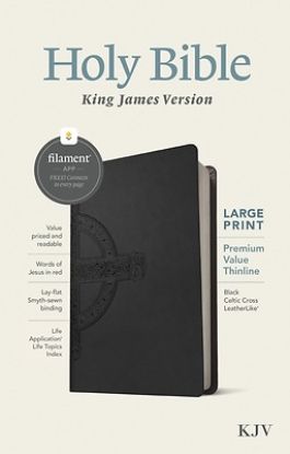 Picture of KJV Large Print Premium Value Thinline Bible, Filament Enabled Edition (Red Letter, Leatherlike, Black Celtic Cross)