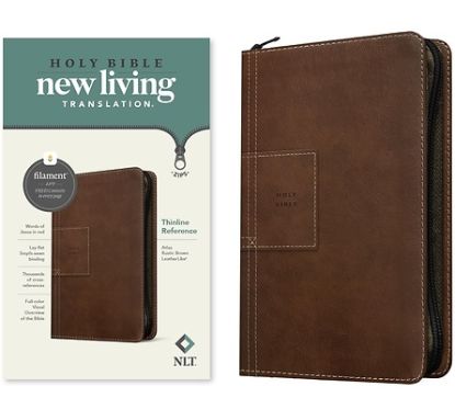 Picture of NLT Thinline Reference Zipper Bible, Filament Enabled Edition (Leatherlike, Atlas Rustic Brown)