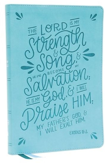 Picture of Nkjv, Thinline Bible, Verse Art Cover Collection, Leathersoft, Teal, Red Letter, Thumb Indexed, Comfort Print