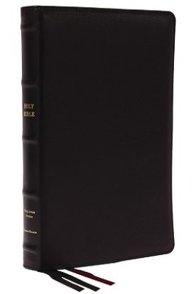 Picture of Kjv, Thinline Bible, Large Print, Premium Goatskin Leather, Black, Premier Collection, Red Letter, Comfort Print