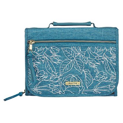 Picture of Bible Cover Organizer Blue Floral Faith