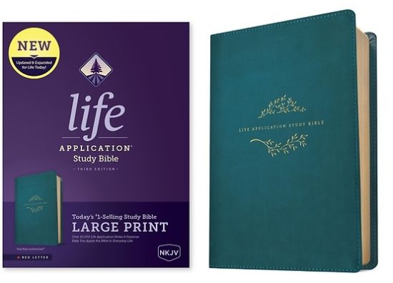 Picture of NKJV Life Application Study Bible, Third Edition, Large Print (Red Letter, Leatherlike, Teal Blue)