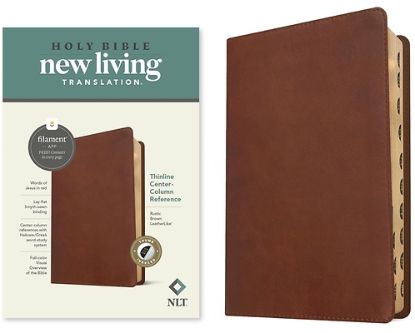 Picture of NLT Thinline Center-Column Reference Bible, Filament-Enabled Edition (Red Letter, Leatherlike, Rustic Brown, Indexed)