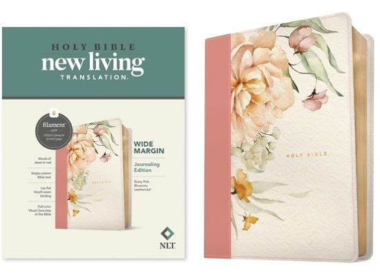 Picture of NLT Wide Margin Bible, Filament-Enabled Edition (Red Letter, Leatherlike, Dusty Pink Blossoms)