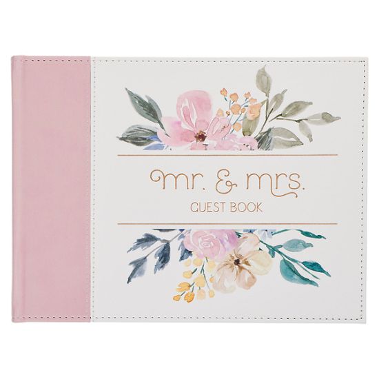 Picture of Mr. & Mrs. Wedding Guest Book Pink Floral