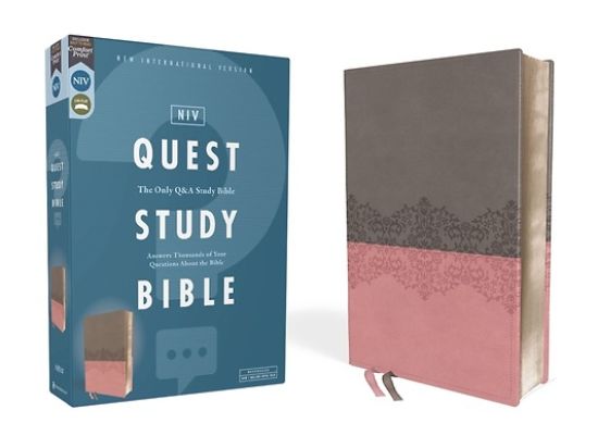 Picture of Niv, Quest Study Bible, Leathersoft, Gray/Pink, Comfort Print