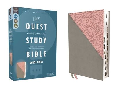Picture of Niv, Quest Study Bible, Large Print, Leathersoft, Gray/Pink, Thumb Indexed, Comfort Print