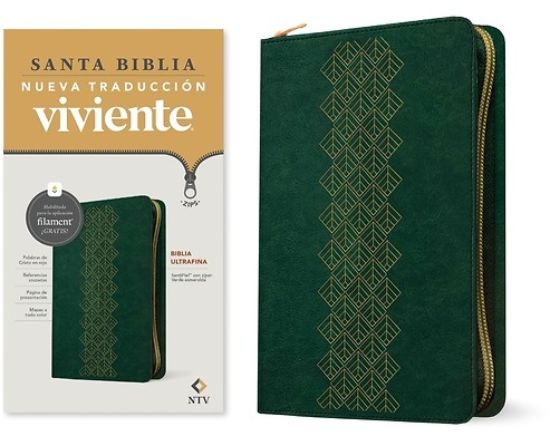 Picture of Biblia Ultrafina Ntv de Zíper Con Filament Sentipiel Verde Esmeralda Letra Roja