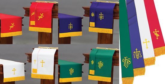 Picture of Embroidered Reversible Eight-Piece Red White/Purple Green Parament Set