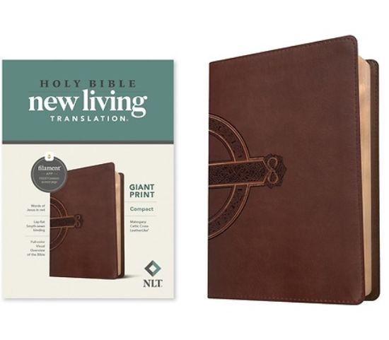 Picture of NLT Compact Giant Print Bible, Filament Enabled Edition (Red Letter, Leatherlike, Mahogany Celtic Cross)