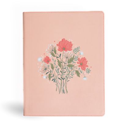 Picture of CSB Illustrator's Notetaking Bible, Large Print Edition, Peach Bouquet Leathertouch