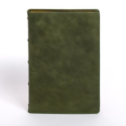 Picture of NASB Large Print Thinline Bible, Holman Handcrafted Edition, Marbled Olive Premium Calfskin