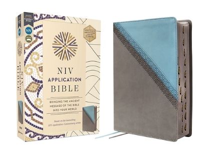Picture of NIV Application Bible, Leathersoft, Teal/Grey, Red Letter, Thumb Indexed, Comfort Print