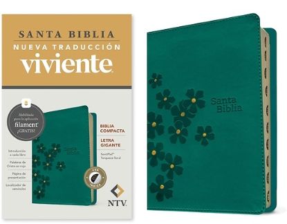 Picture of Biblia Compacta Ntv, Letra Gigante Con Filament (Sentipiel, Turquesa Floral, Índice, Letra Roja)
