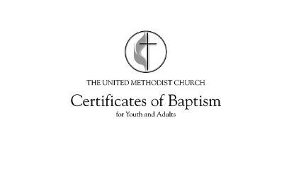 Picture of United Methodist Youth & Adult Baptism Flat Certificate (Pkg of 26)