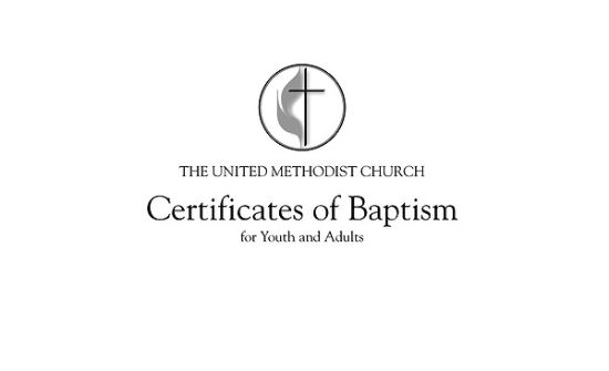 Picture of United Methodist Youth & Adult Baptism Flat Certificate (Pkg of 26)
