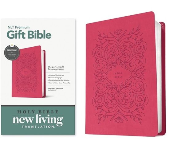 Picture of Premium Gift Bible Nlt, Filament Enabled (Leatherlike, Very Berry Pink Vines, Red Letter)