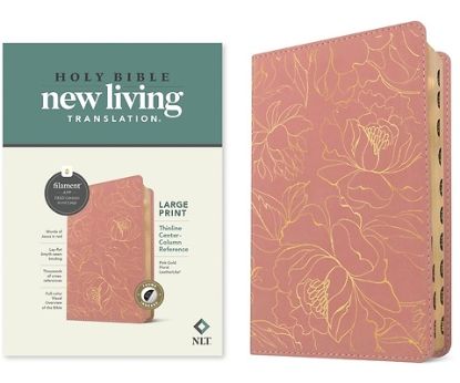 Picture of NLT Large Print Thinline Center-Column Reference Bible, Filament Enabled (Leatherlike, Pink Gold Floral, Indexed, Red Letter)