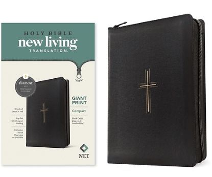 Picture of NLT Compact Giant Print Zipper Bible, Filament-Enabled Edition (Leatherlike, Black Cross, Red Letter)