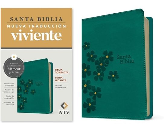 Picture of Biblia Compacta Ntv, Letra Gigante Con Filament (Sentipiel, Turquesa Floral, Letra Roja)
