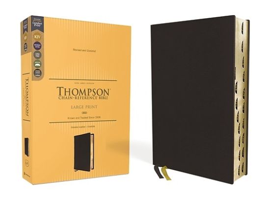 Picture of Kjv, Thompson Chain-Reference Bible, Large Print, Genuine Leather, Cowhide, Black, Art Gilded Edges, Red Letter, Thumb Indexed, Comfort Print