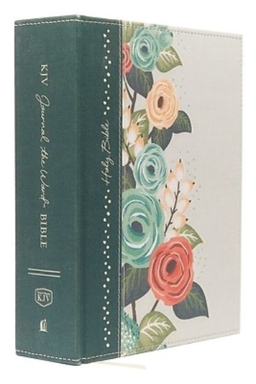 Picture of KJV, Journal the Word Bible, Large Print, Green Floral Cloth, Red Letter Edition