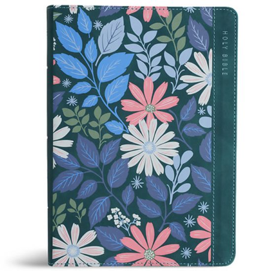 Picture of NASB Notetaking Bible, Large Print Edition, Teal Floral Leathertouch