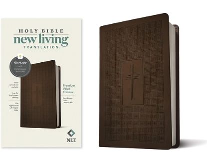 Picture of NLT Premium Value Thinline Bible, Filament Enabled Edition (Leatherlike, Dark Brown Cross)